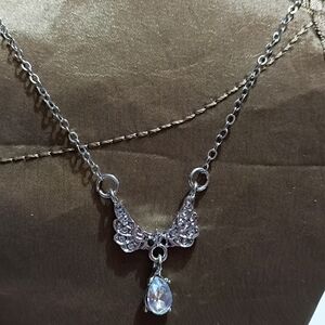 Silver Necklace with Crystal Pendant